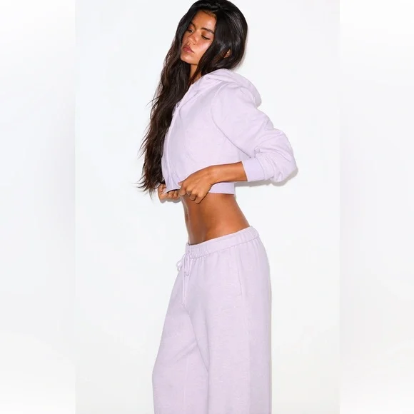 SOLD DO NOT BUY SKIMS Purple Heather Cotton Fleece Hoodie MEDIUM+ Matching Pant - Picture 7 of 10